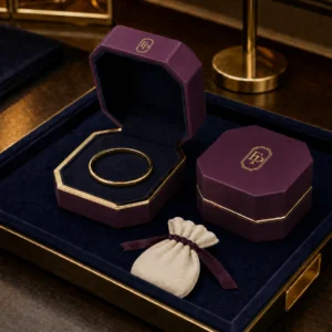 custom-purple-octagonal-pu-leather-bracelet-box-image-06-packaging-system-scene Custom Purple PU Leather Octagonal Ring Box