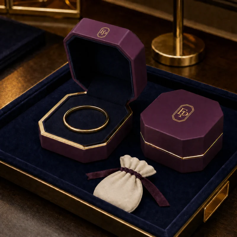 custom-purple-octagonal-pu-leather-bracelet-box-image-06-packaging-system-scene Custom Purple PU Leather Octagonal Ring Box