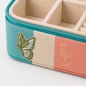 Custom Three-Color PU Leather Jewelry Organizer with Zipper Closure