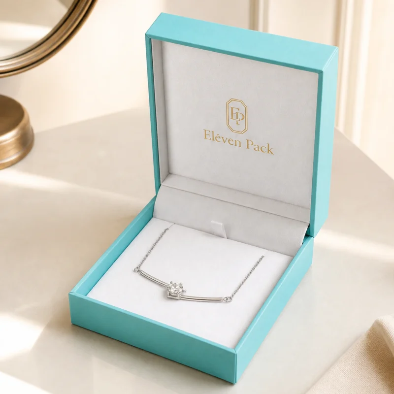 Tiffany Blue Paper Necklace Box Usage Scene