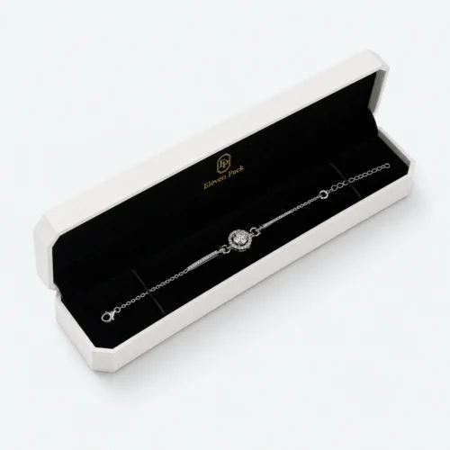 Custom White Art Paper Flip Top Bracelet Box