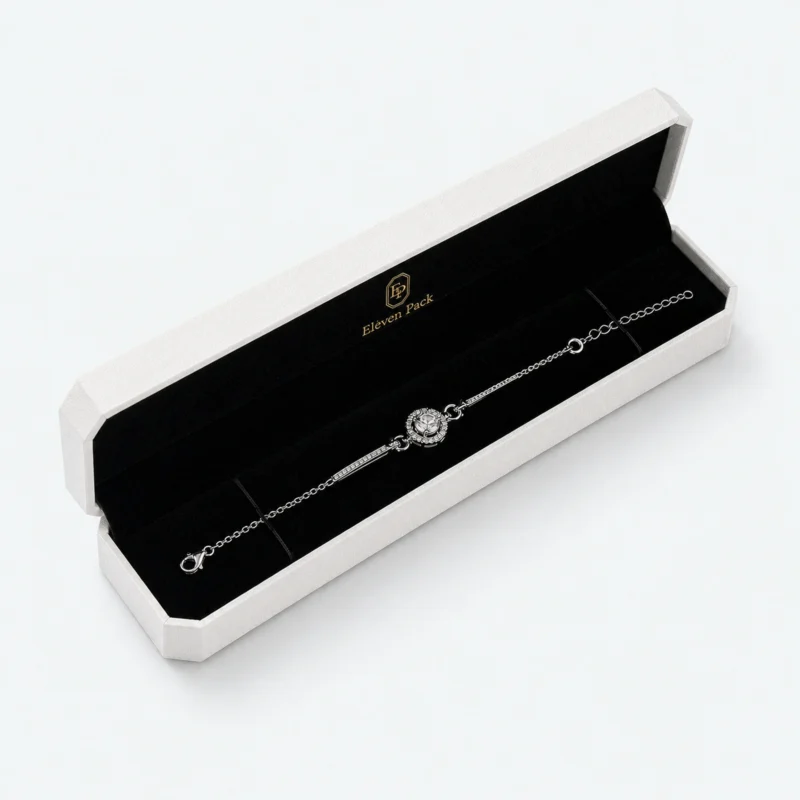 Custom White Art Paper Flip Top Bracelet Box