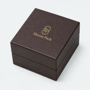 White Brown Flip Top Ring Box Closed