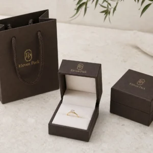White Brown Flip Top Ring Box Packaging System Scene