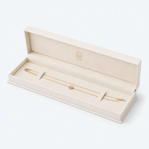 custom-white-hinged-cardboard-necklace-box-image-01-main-open Custom Luxury White Hinged Cardboard Jewelry Box with Ribbon Bow