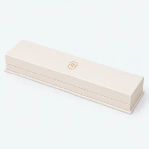 Custom Luxury White Hinged Cardboard Jewelry Box with Ribbon Bow