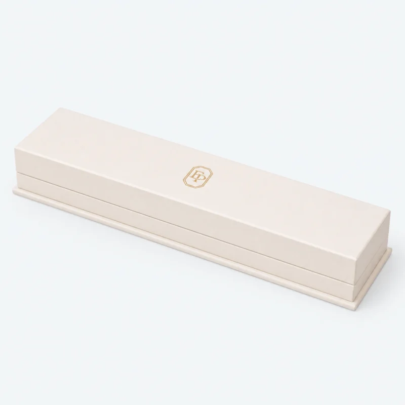 Custom Luxury White Hinged Cardboard Jewelry Box with Ribbon Bow