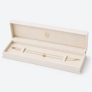 Custom Luxury White Hinged Cardboard Jewelry Box with Ribbon Bow