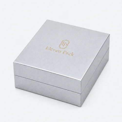 White Silver Flip Top Jewelry Box Closed