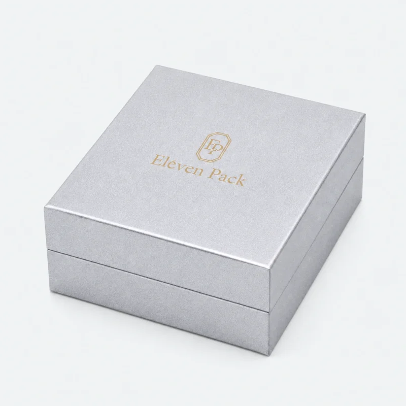 White Silver Flip Top Jewelry Box Closed