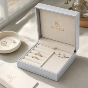 White Silver Flip Top Jewelry Box Usage Scene