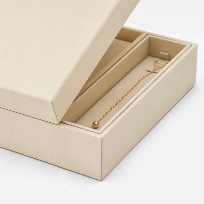 Custom Luxury Yellow Art Paper Hinged Jewelry Box
