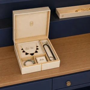 Custom Luxury Yellow Art Paper Hinged Jewelry Box