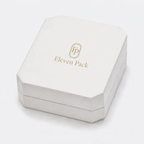 Custom White Art Paper Flip Top Necklace Box - closed product view