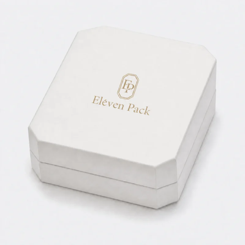 Custom White Art Paper Flip Top Necklace Box - closed product view