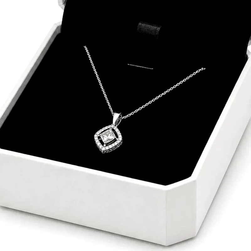 Custom White Art Paper Flip Top Necklace Box - material detail