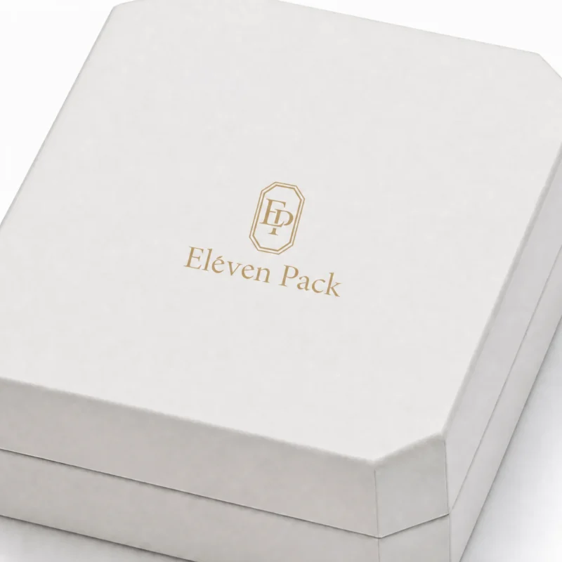 Custom White Art Paper Flip Top Necklace Box - logo detail