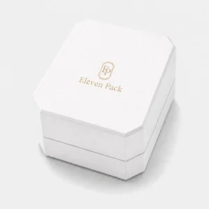 Custom White Art Paper Flip Top Ring Box - closed product view