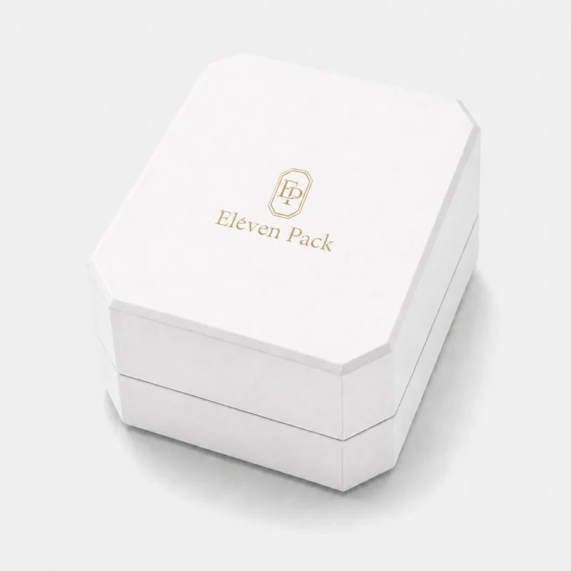 Custom White Art Paper Flip Top Ring Box - closed product view