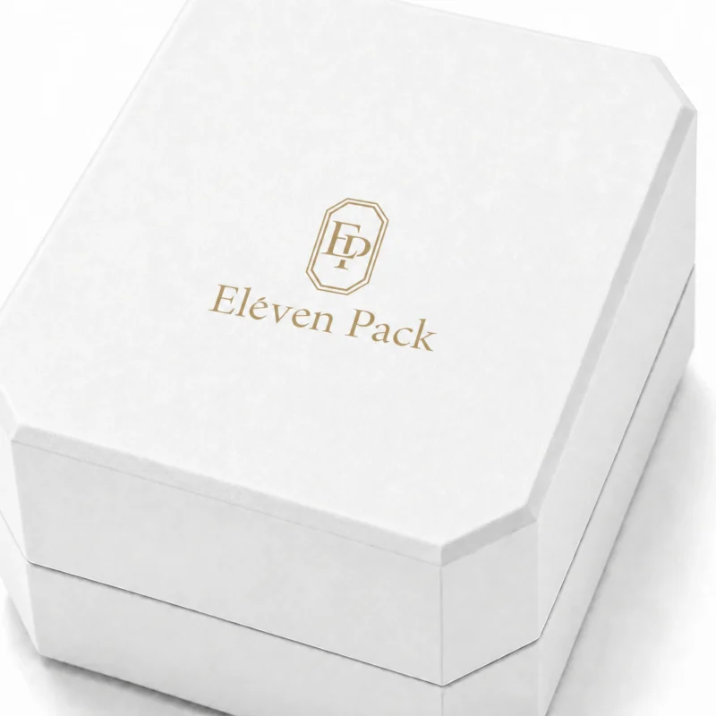 Custom White Art Paper Flip Top Ring Box - logo detail