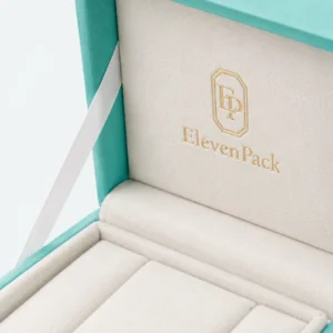 Custom Luxury Tiffany Blue Hinged Cardboard Jewelry Box - material detail