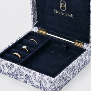 Custom Hand Painted Flip Top Cardboard Jewelry Box - ring roll detail