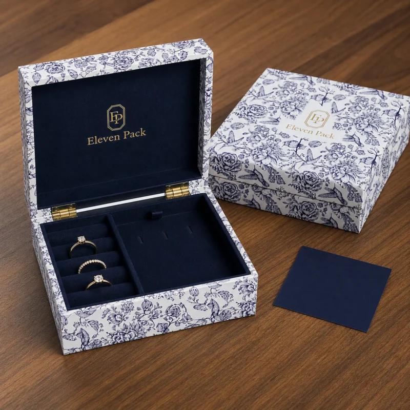 Custom Hand Painted Flip Top Cardboard Jewelry Box - coordinated packaging system scene