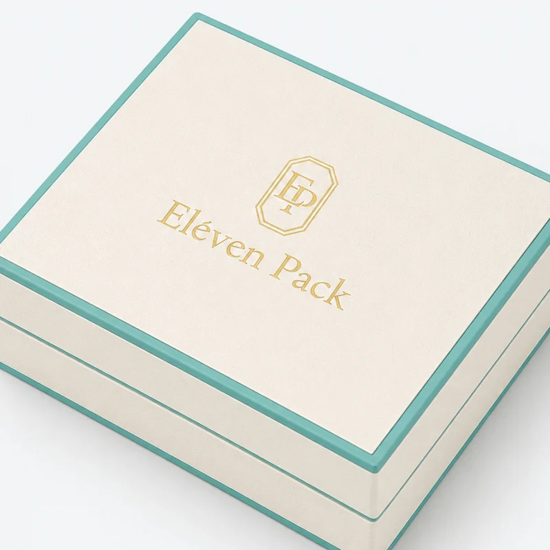 Custom Turquoise Suede-Texture Flip Top Earring Box - paper edge logo detail Custom Turquoise Suede-Texture Flip Top Earring Box - paper edge logo detail