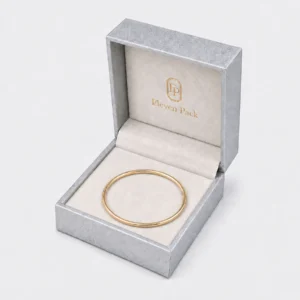 Custom Luxury Silver Textured Paper Flip Top Jewelry Box - open product presentation with jewelry