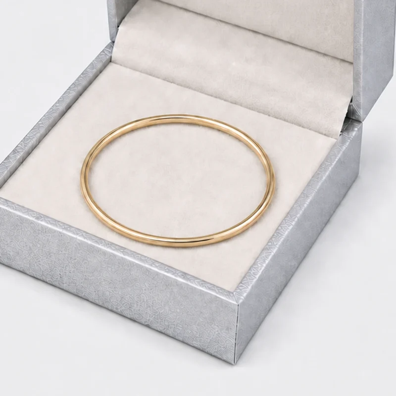 Custom Luxury Silver Textured Paper Flip Top Jewelry Box - bangle support detail