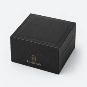 Custom Luxury Black Genuine Leather Watch Box - closed product view