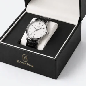 Custom Luxury Black Genuine Leather Watch Box - watch pillow detail
