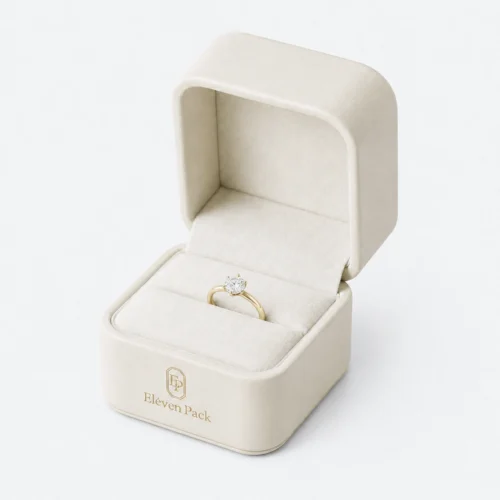 Custom Luxury White PU Leather Hinged Jewelry Box - open product presentation with jewelry Custom Luxury White PU Leather Hinged Jewelry Box - open product presentation with jewelry