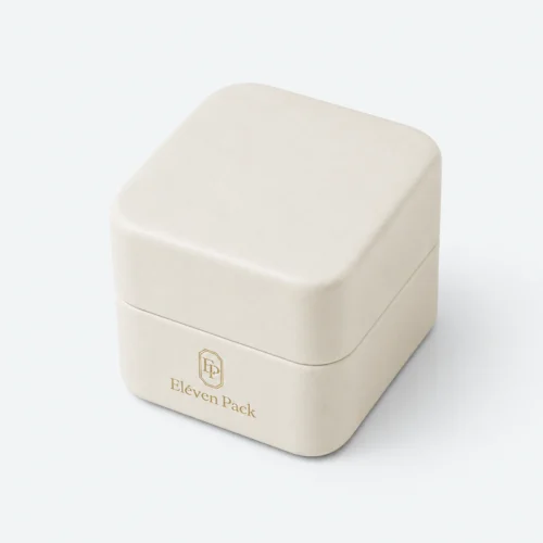 Custom Luxury White PU Leather Hinged Jewelry Box - closed product view