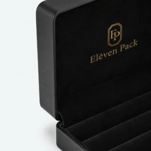 Custom Black PU Leather Flip Top Ring Organizer Box - multi ring insert detail