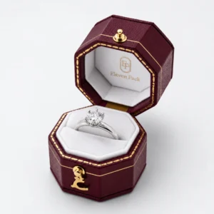Custom Multicolor PU Leather Mini Ring Box - open product presentation with jewelry Custom Multicolor PU Leather Mini Ring Box - open product presentation with jewelry