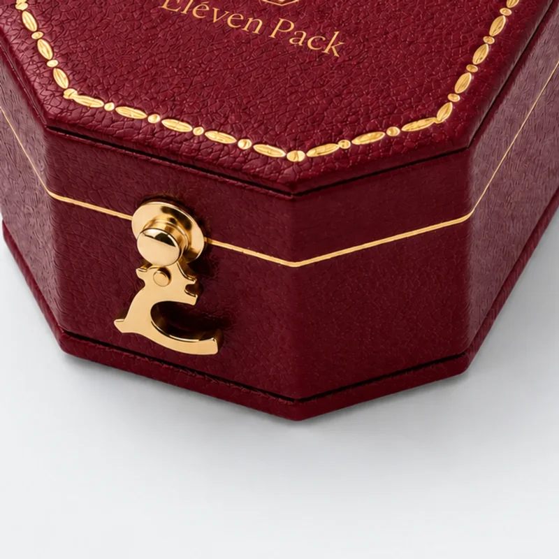 Custom Multicolor PU Leather Mini Ring Box - gold closure logo detail Custom Multicolor PU Leather Mini Ring Box - gold closure logo detail