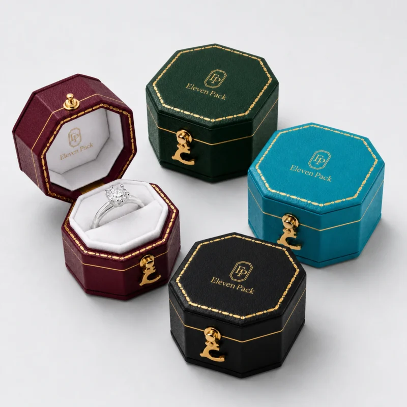 Custom Multicolor PU Leather Mini Ring Box - available color collection Custom Multicolor PU Leather Mini Ring Box - available color collection