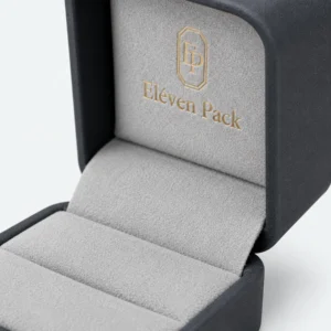 Custom Luxury Black PU Leather Hinged Ring Box - ring insert detail
