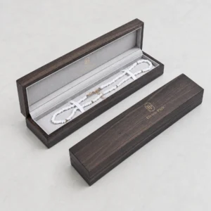 Custom Luxury Wooden Hinged Bracelet Box - coordinated packaging system scene