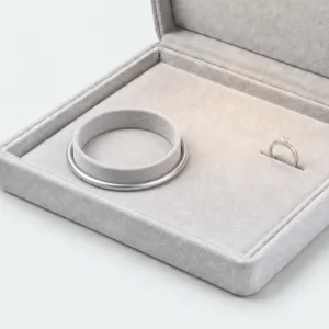 Custom Luxury Gray Suede Hinged Jewelry Box with LED Light - led insert detail