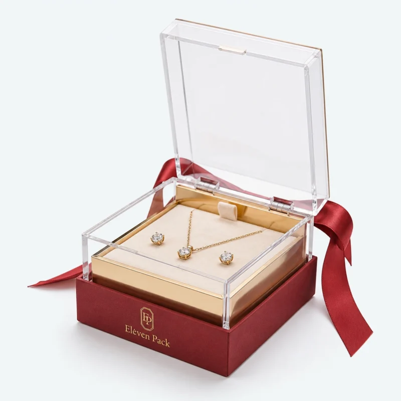 Clear Acrylic Ribbon Bow Luxury Gift Box - open product view - GB-BM-01-P2