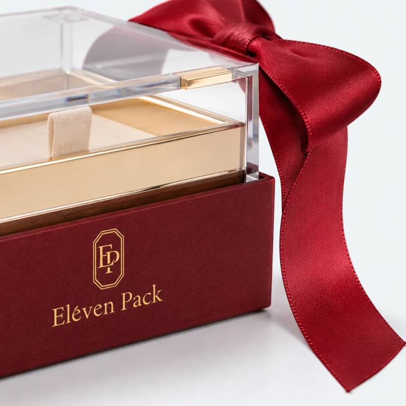 Clear Acrylic Ribbon Bow Luxury Gift Box - material or structure detail - GB-BM-01-P2