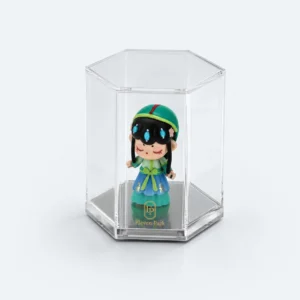 Clear Acrylic Hexagon Dustproof Jewelry Display Box - open product view - GB-BM-01-P3 Clear Acrylic Hexagon Dustproof Jewelry Display Box - open product view - GB-BM-01-P3