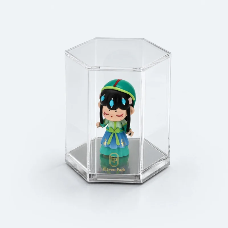 Clear Acrylic Hexagon Dustproof Jewelry Display Box - open product view - GB-BM-01-P3 Clear Acrylic Hexagon Dustproof Jewelry Display Box - open product view - GB-BM-01-P3