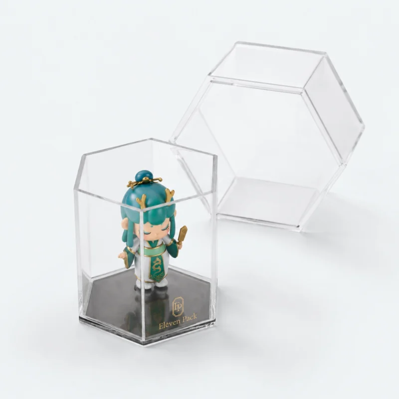 Clear Acrylic Hexagon Dustproof Jewelry Display Box - closed product view - GB-BM-01-P3 Clear Acrylic Hexagon Dustproof Jewelry Display Box - closed product view - GB-BM-01-P3