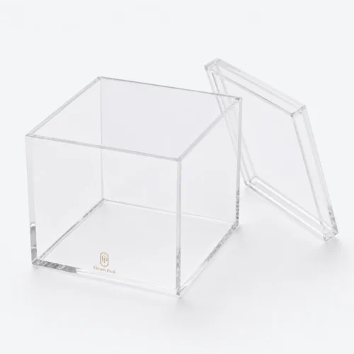 Clear Acrylic Square Gift Box - open product view - GB-BM-01-P4