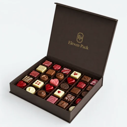 Colorful Paper Square Chocolate Gift Box - open product view - GB-BM-02-P14