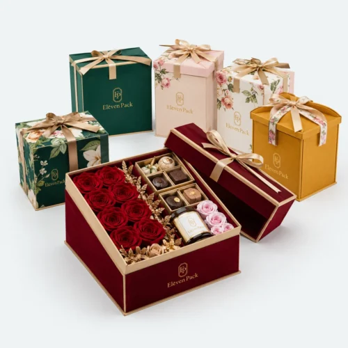 Specialty Paper Square Ribbon Bow Gift Box - open product view - GB-BM-02-P15