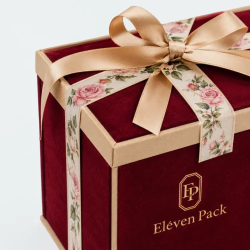 Specialty Paper Square Ribbon Bow Gift Box - closed product view - GB-BM-02-P15